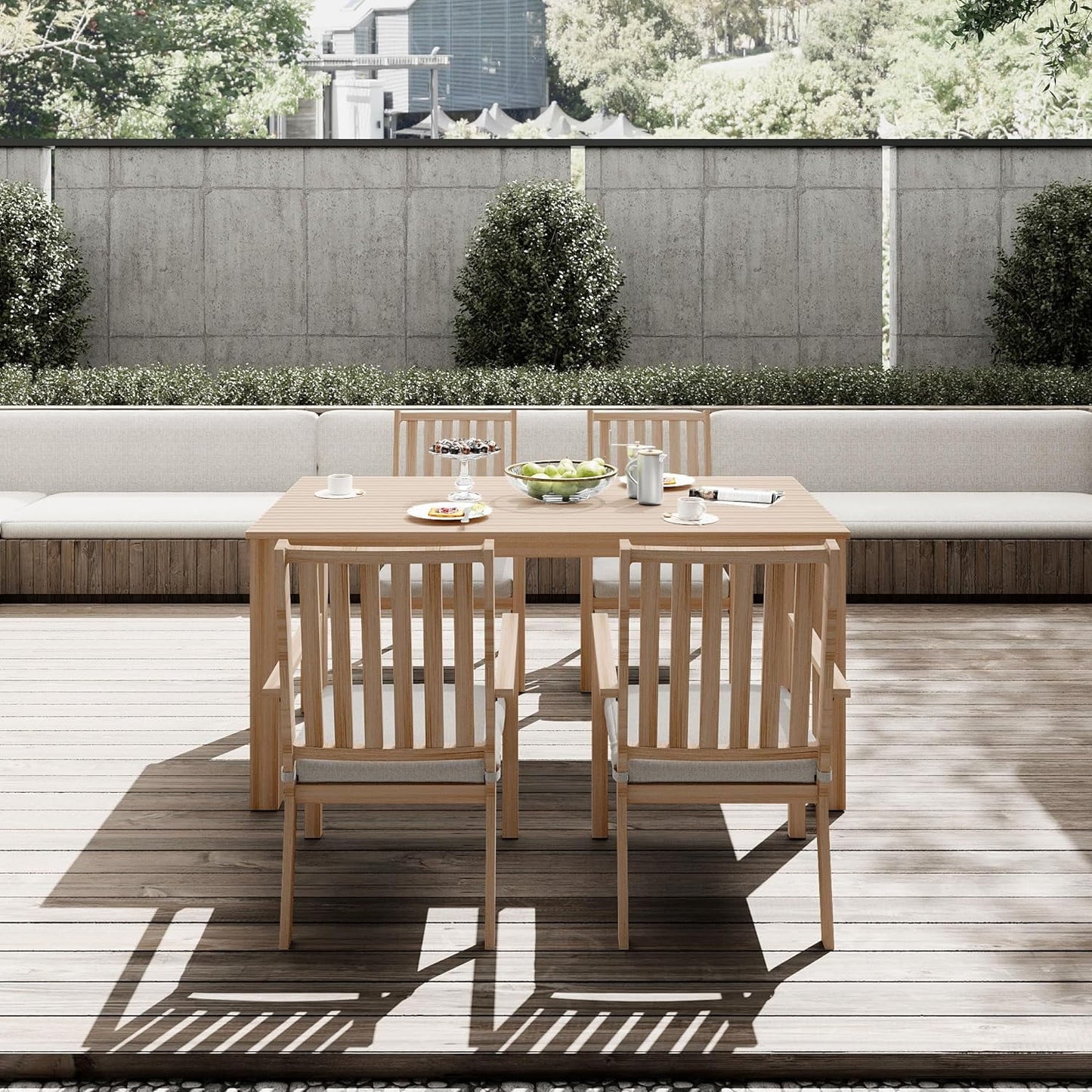 RoyalCraft 5 Pieces Patio Dining Sets, Aluminum Outdoor Dining Table with 4 Chairs, Outdoor Patio Dining Furniture Set with Removable Cushion for Lawn, Garden, Backyard, Brown