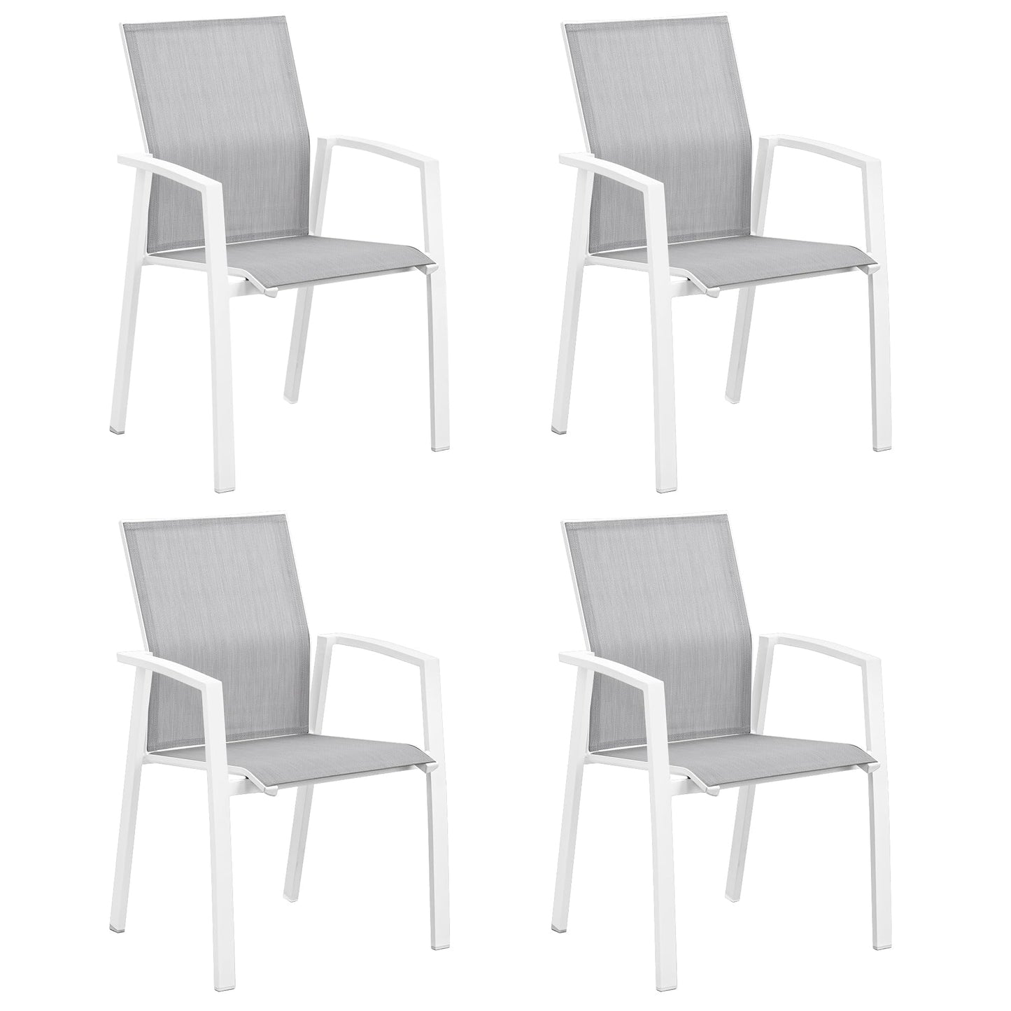 Aluminum Patio Chairs Set of 4, Fully Assembled Outdoor Dining Chairs with 360 lbs Weight Capacity, Stackable Outdoor Patio Furniture for Backyard, Garden