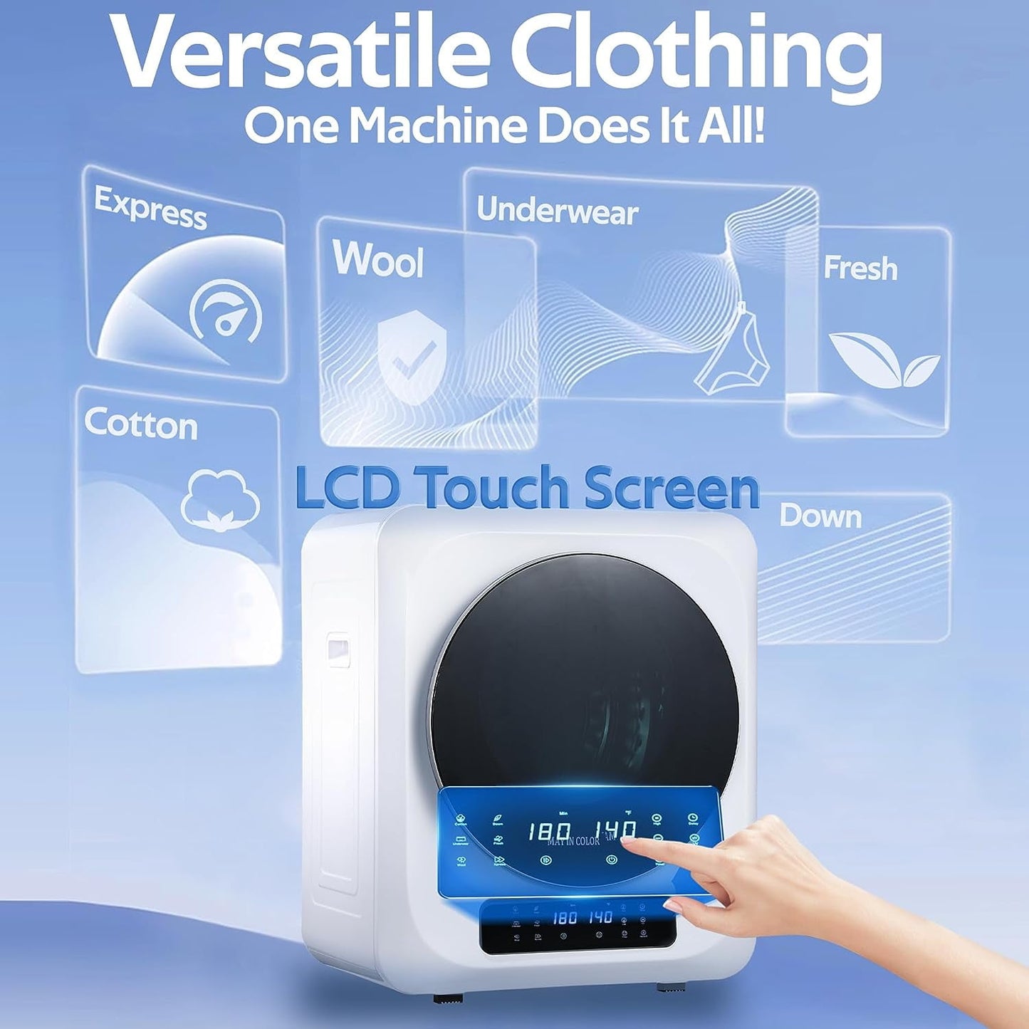 Royalcraft Portable Dryer for Apartment,Front Load 120 V Electric RV with Smart Moisture Sensor,LCD Control Panel Tumble Clothes Machine Stainless Steel Drum Apartment,Dorm & Home,8.8lbs,Grey 850W
