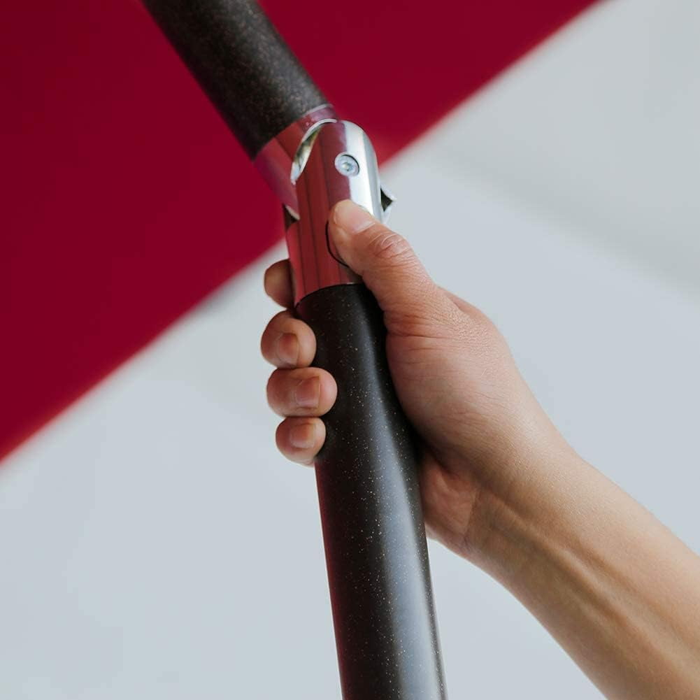 RoyalCraft 7.5 Ft Patio Umbrella Outdoor Market Table Umbrella Luxury Aluminum Pole Umbrella with Push Button Tilt and Crank, 6 Ribs, Polyester Canopy, Dark Red