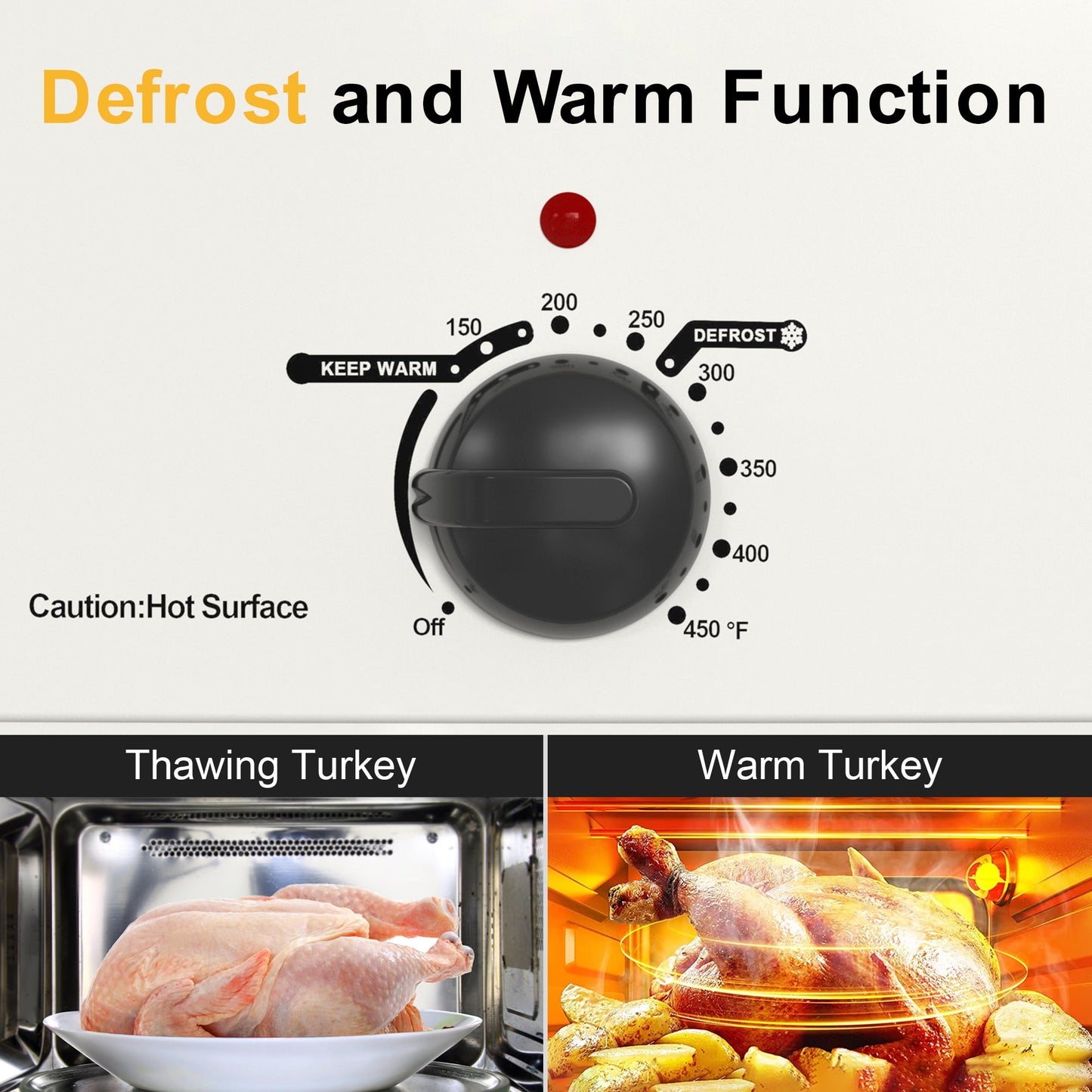 RoyalCraft 24 Quart Electric Roaster Oven with Visible & Self-Basting Lid, Stainless Steel, White