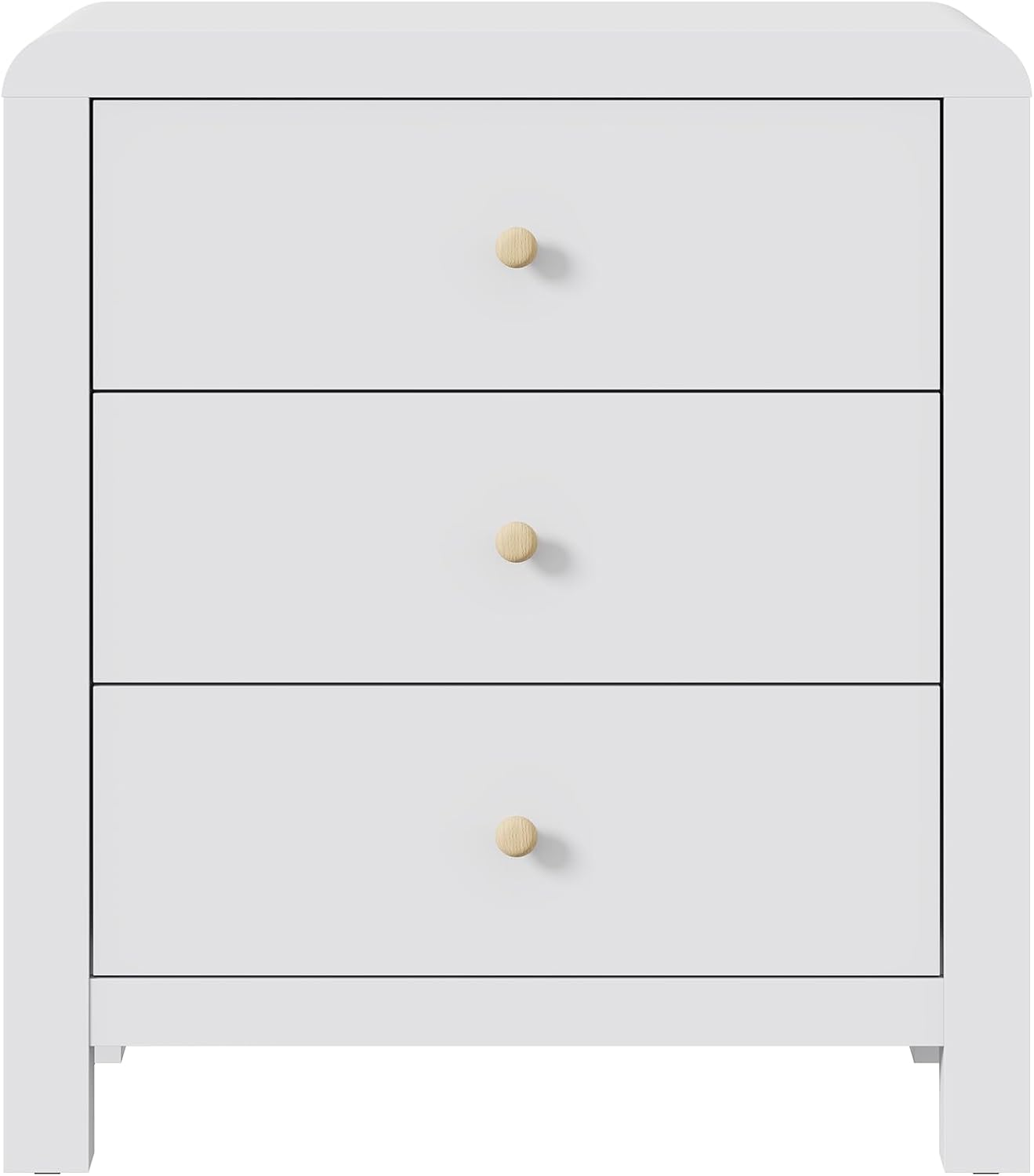 Royalcraft 3 Drawer Dresser, Modern Chest of Drawers with Rounded Table Corners, Wooden Closet Dresser Nightstand Side Table with Ample Storage Space for Bedroom, Living Room, Entryway, Natural Wood