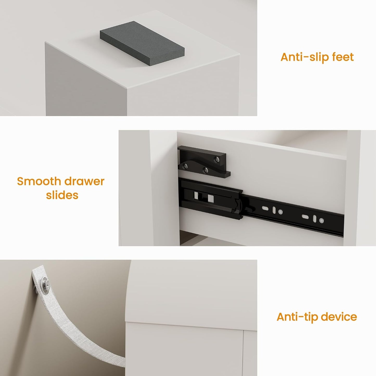 Royalcraft 3 Drawer Dresser, Modern Chest of Drawers with Rounded Table Corners, Wooden Closet Dresser Nightstand Side Table with Ample Storage Space for Bedroom, Living Room, Entryway, Natural Wood