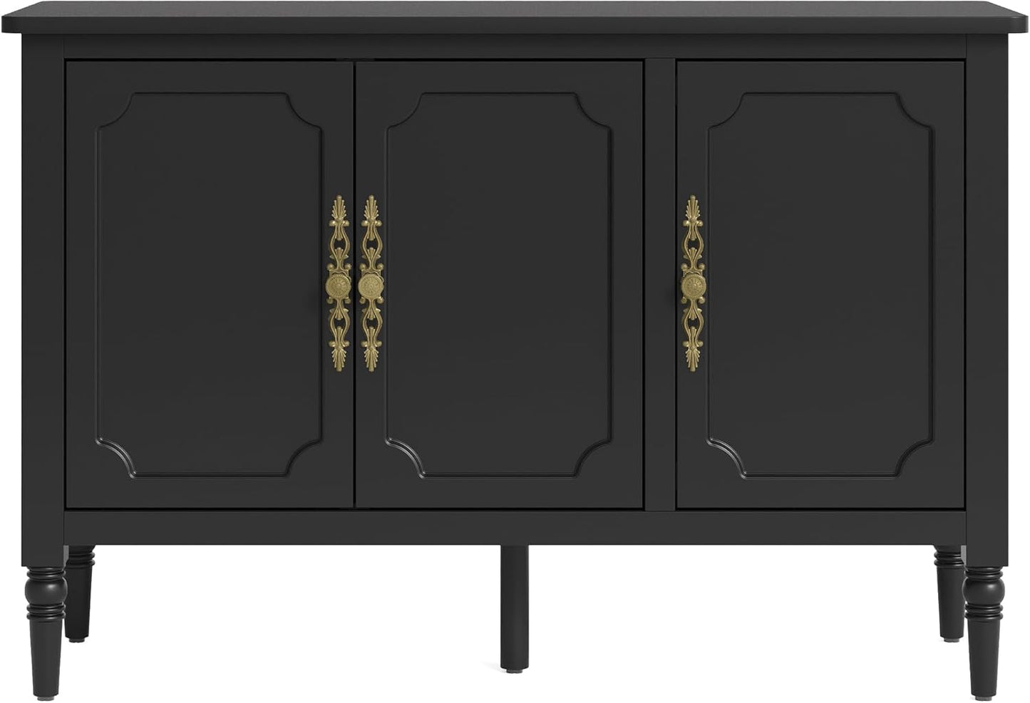 RoyalCraft Storage Cabinet with 2 Doors & 3 Drawers, Mid-Century Sideboard Cabinet with Adjustable Shelves, Wood Buffet Cabinet with Turned Legs, Ideal for Entryway, Living Room, Dining Room