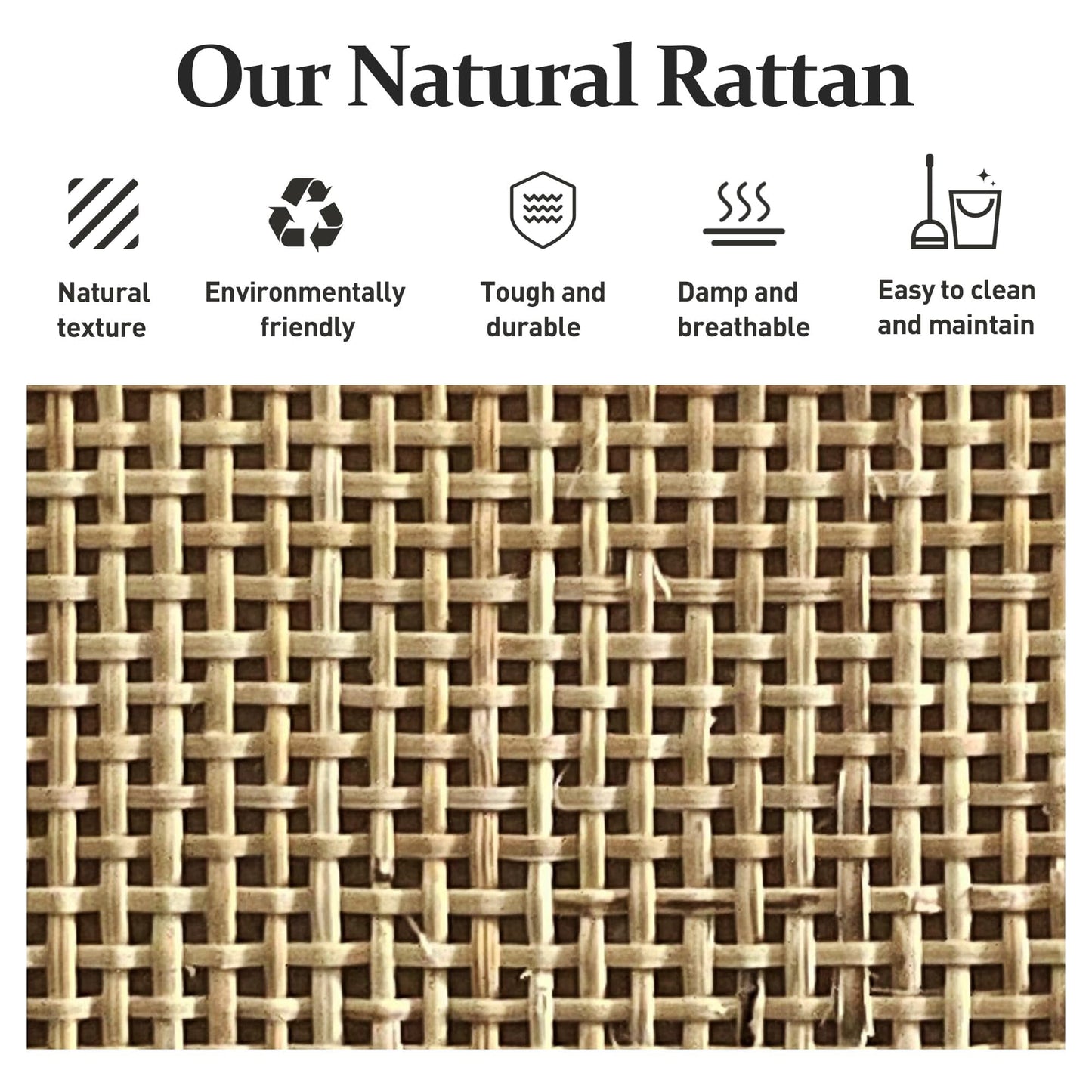 RoyalCraft Rattan Console Table, Boho Entryway Table with 2 Drawers and Storage Shelf, Long Wood Sofa Table for Living Room, Entryway, Front Hall, Hallway, Coffee