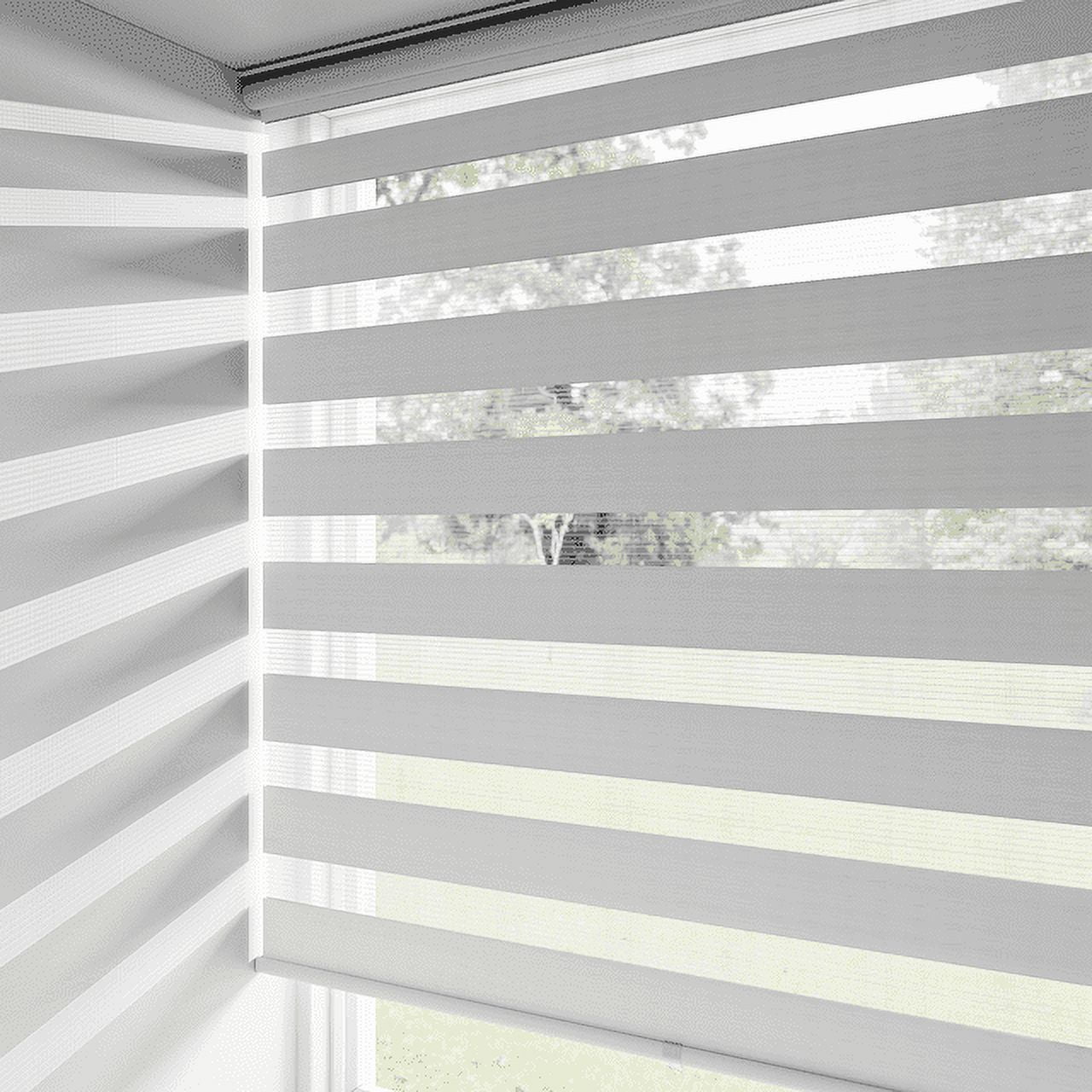 Royalcraft Cordless Zebra Blinds, Horizontal Dual Layer Roller Window Shades, Modern Adjustable Pull Down Shades for Windows Light Filtering Day and Night for Home Office, Easy to Install