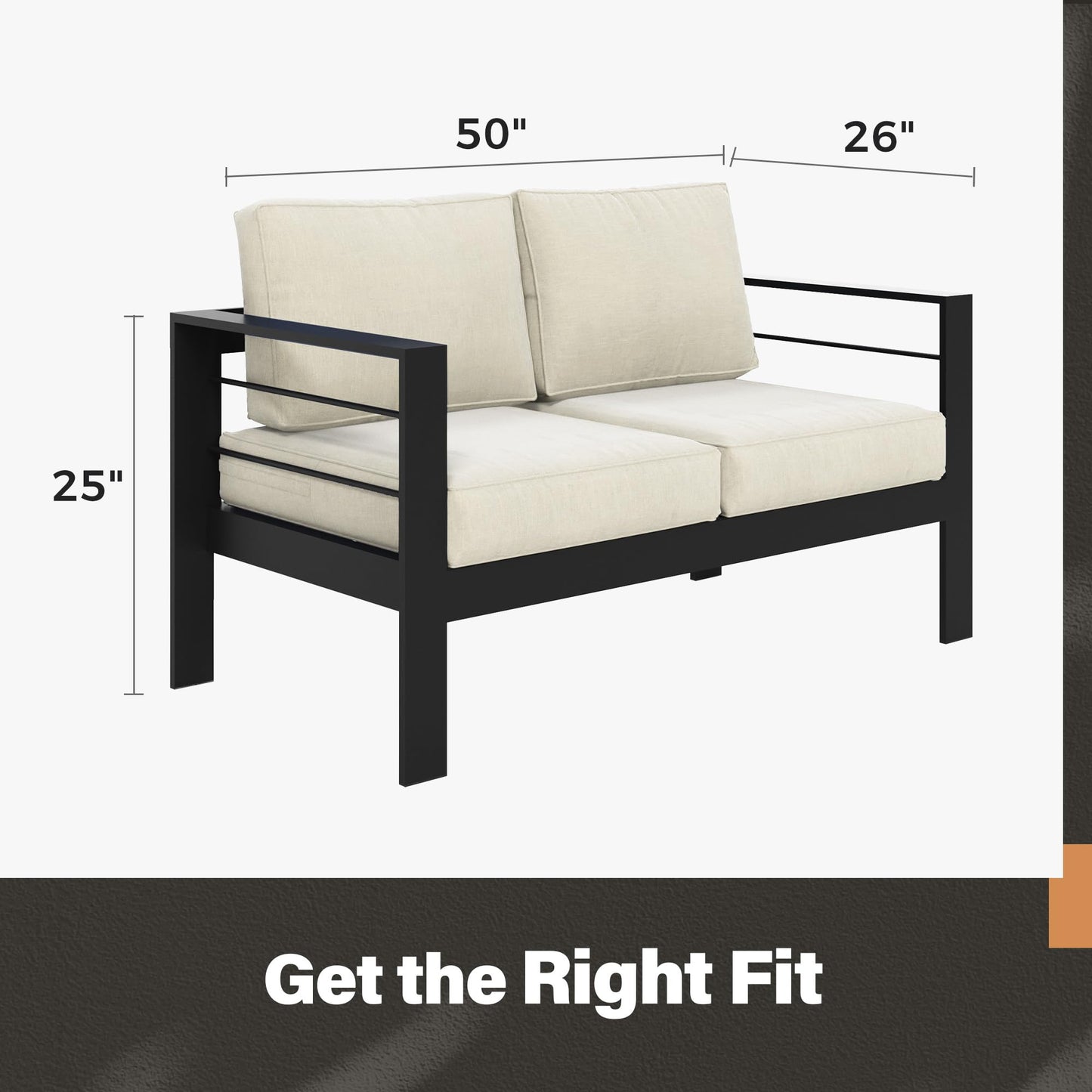 CozyHome Outdoor Loveseat Aluminum Patio Furniture Sofa, All-Weather Metal Outdoor Couch with Cushions,Beige