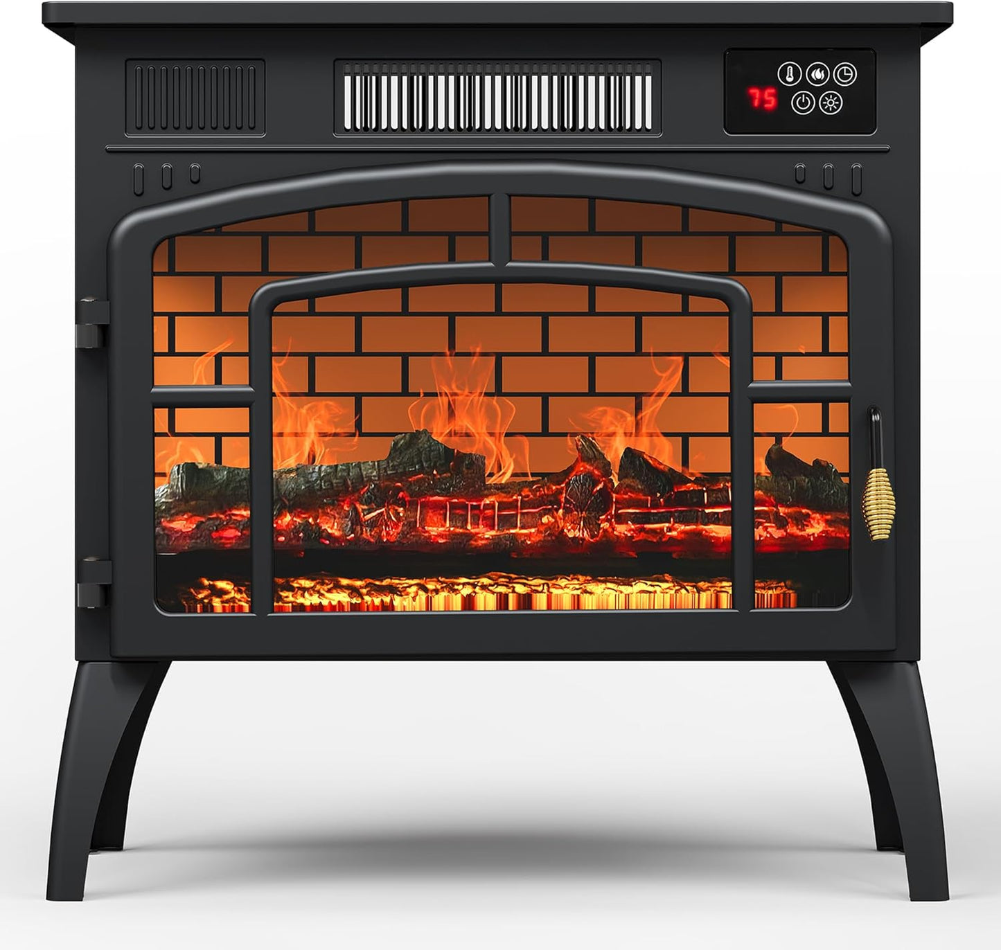 Royalcraft Freestanding Electric Fireplace Heater, Portable Electric Stove with Realistic 3D Flame Effect and Infrared Heating, Classic Mantel Design for Living Room and Bedroom