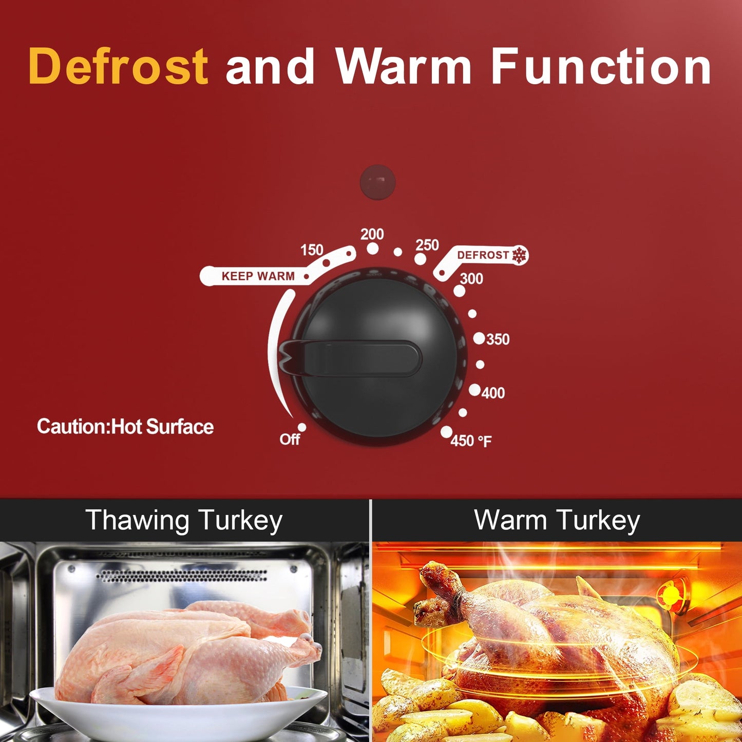 RoyalCraft 24 Quart Electric Roaster Oven with Visible & Self-Basting Lid, Stainless Steel, White