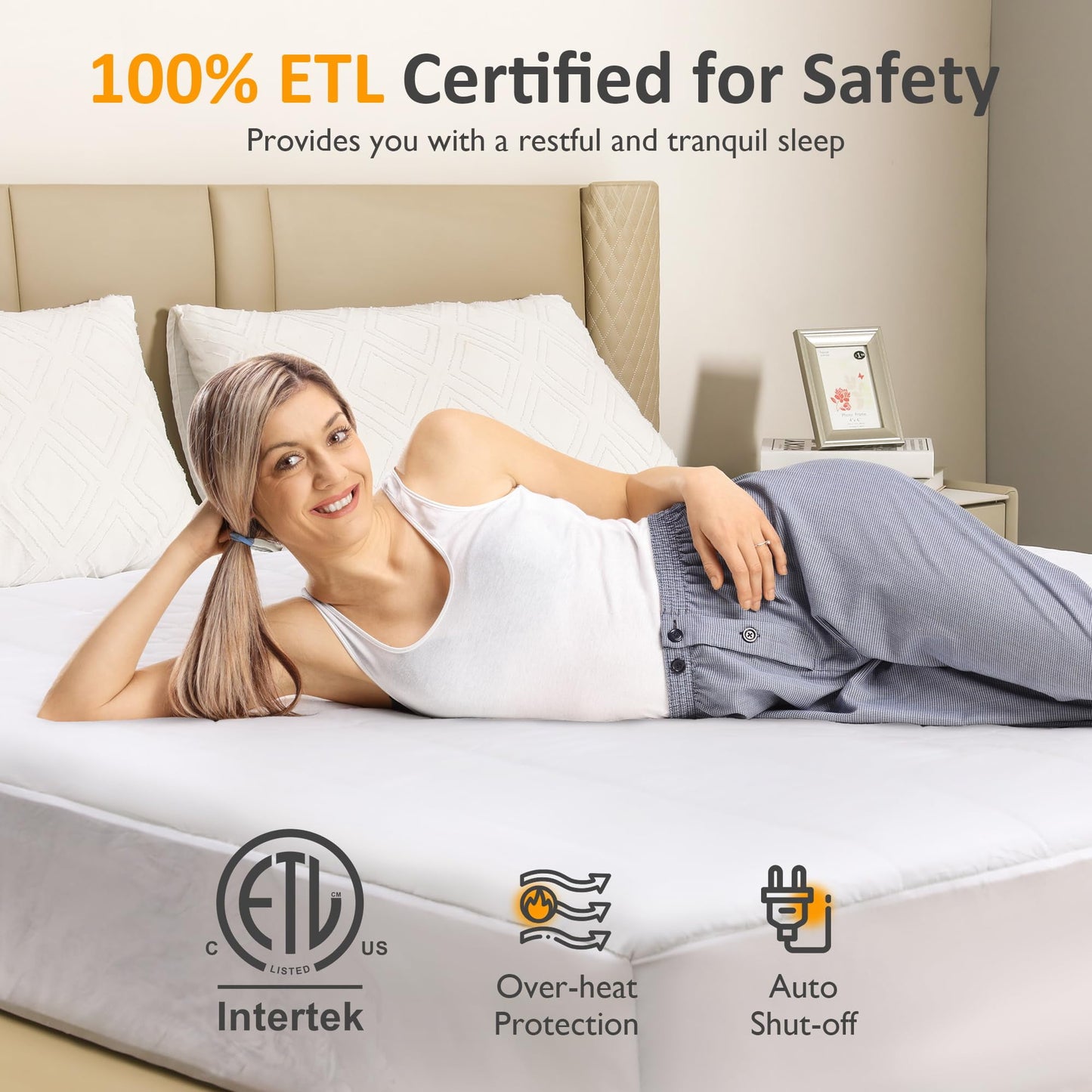 RoyalCraft Twin Size Heated Mattress, Electric Bed Mattress Pad with 12-Hour Timer & 10 Heat Settings, Full Bed Warmer, Machine Washable, 39" x 75"