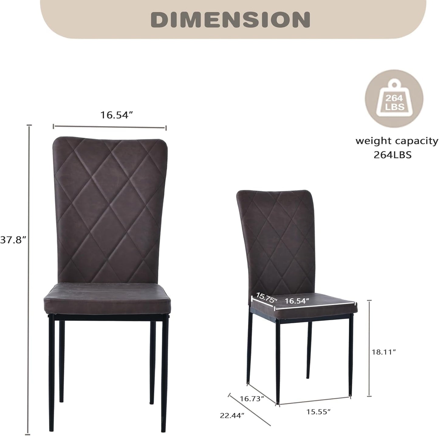 RoyalCraft Upholstered Dinning Chairs Set of 4, PU Cushion Mid-Century Accent Chairs,Kitchen Side Chair with Waterproof Surface and Iron Legs for Dining Room,Kitchen