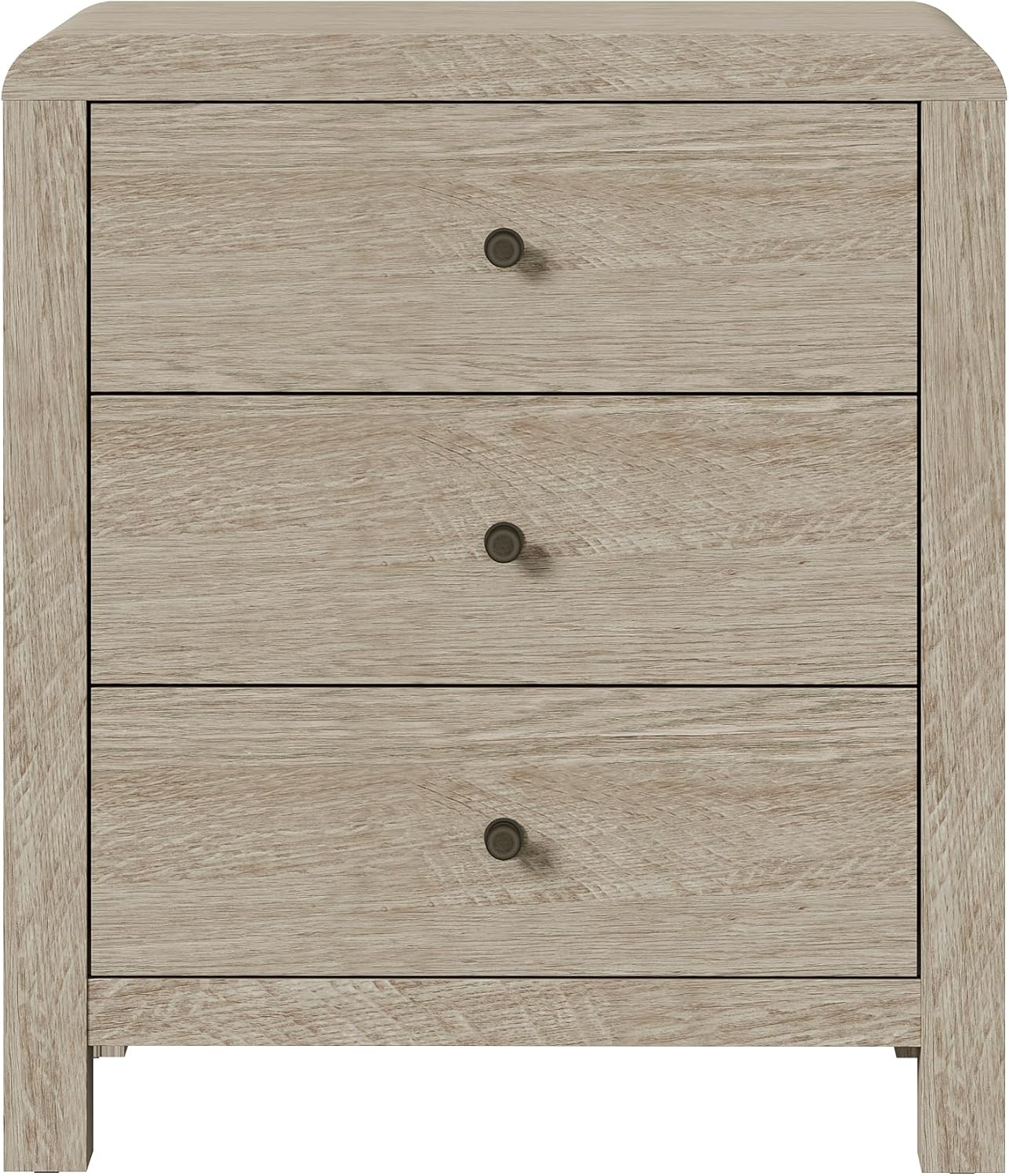 Royalcraft 3 Drawer Dresser, Modern Chest of Drawers with Rounded Table Corners, Wooden Closet Dresser Nightstand Side Table with Ample Storage Space for Bedroom, Living Room, Entryway, Natural Wood