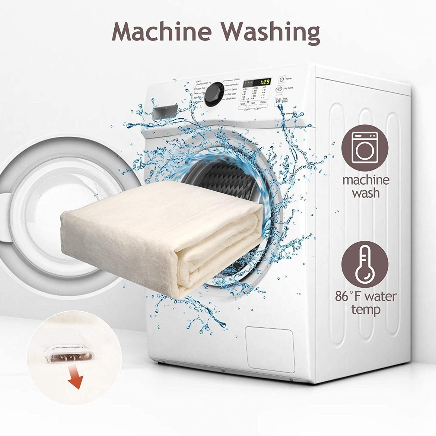 Royalcraft Electric Blanket King Size with Dual Control, 10 Heating Levels& 12 hours Auto-off, Overheat Protection, White