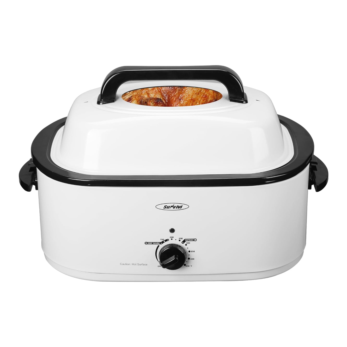 RoyalCraft 20 Quart Electric Roaster Oven with Self-Basting Lid, Stainless Steel, Silver