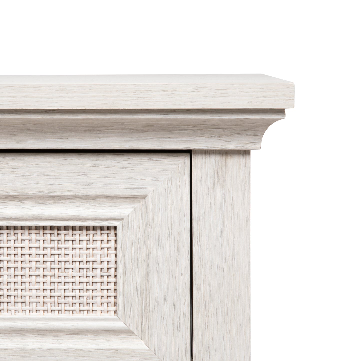 Royalcraft Rattan Console Table, Boho Entryway Table with Widened Tabletop & 2 Spacious Drawers, Farmhouse Sofa Table with Storage Shelf, Foyer Table for Living Room, Hallway, Entryway, Grayish White