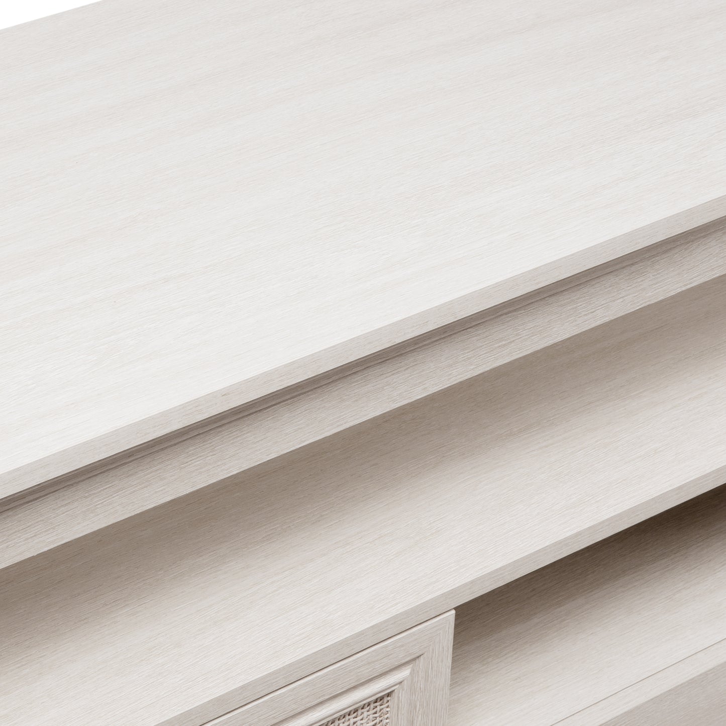 Royalcraft Farmhouse Rattan Storage Cabinet, Boho Sideboard Cabinet with Doors & Drawers, Buffet Cabinet with Adjustable Shelves, Accent Cabinet for Kitchen, Dining Room, Living Room, Grayish White