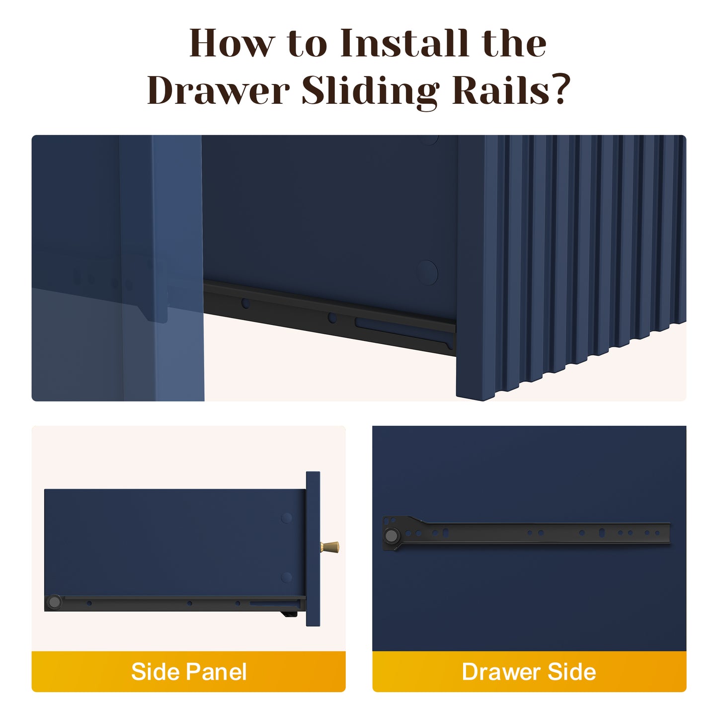 Royalcraft Fluted 6 Drawer Dresser, Wide Modern Chest of Drawers, Large Wood Storage Cabinet Organizer for Bedroom, Living Room, Hallway, Entryway, Blue