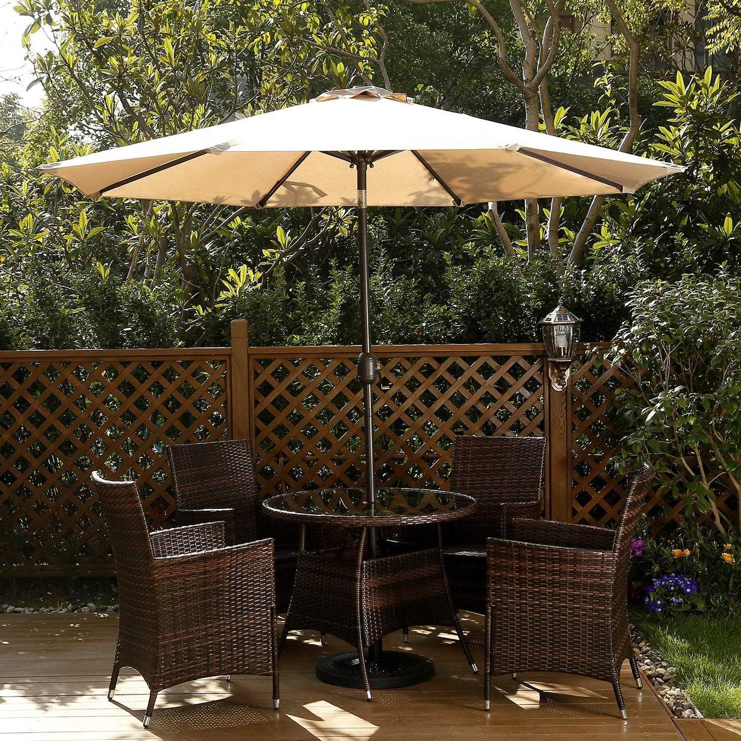 RoyalCraft 7.5 Ft Patio Umbrella Outdoor Market Table Umbrella Luxury Aluminum Pole Umbrella with Push Button Tilt and Crank, 6 Ribs, Polyester Canopy, Dark Red