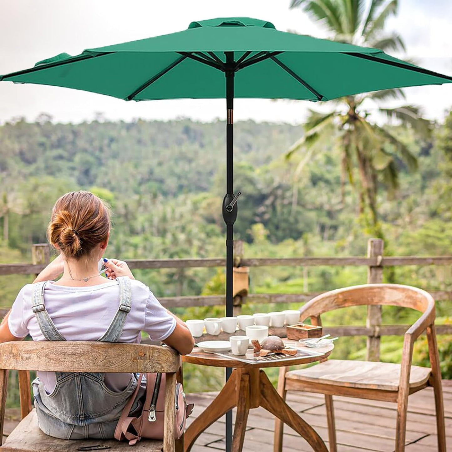 RoyalCraft 7.5 Ft Patio Umbrella Outdoor Market Table Umbrella Luxury Aluminum Pole Umbrella with Push Button Tilt and Crank, 6 Ribs, Polyester Canopy, Dark Red