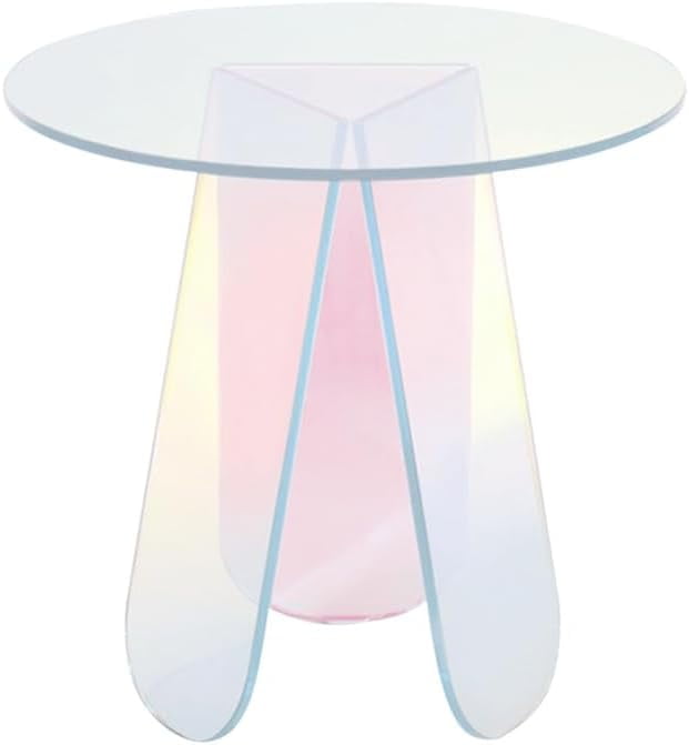 Royalcraft Acrylic Coffee Table, 47.2¡± Large Iridescent Table with PVC Mat, Modern Lucite Coffee Table for Living Room Office Shop Decor, Oval Coffee Table