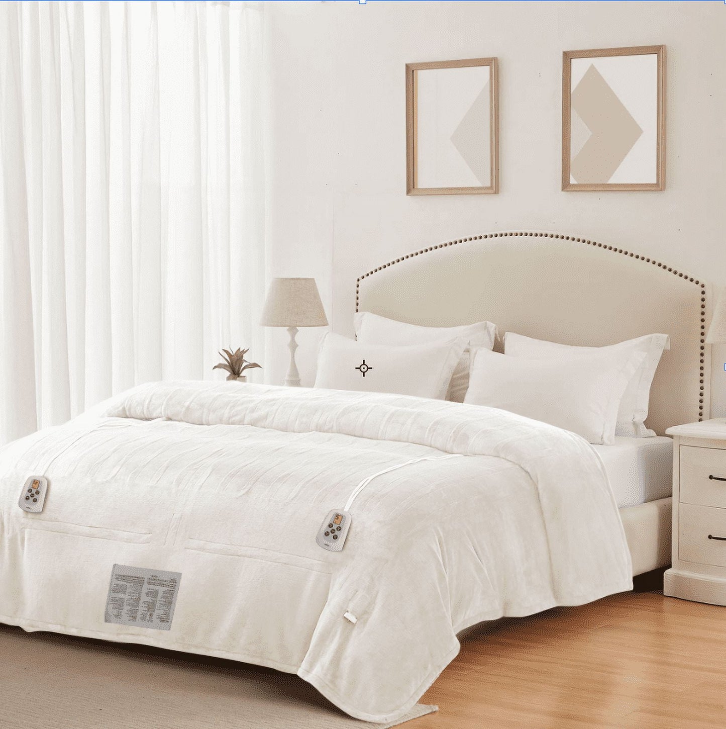 Electric Blanket Queen Size with Dual Controllers,10 Heating Levels& 12 hours Auto-off,Overheat Protection,Red