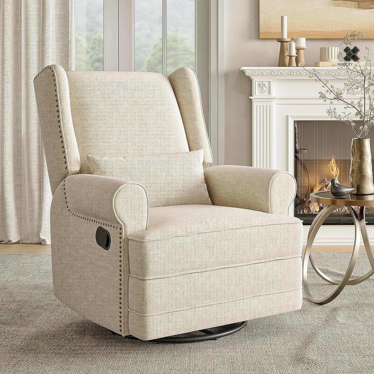 Royalcraft Swivel Nursery Glider Recliner, Comfy Upholstered