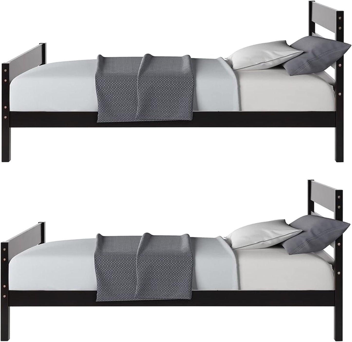 Royalcraft Twin Bed, Wood Frame with Headboard and Footboard for Children Teens Adults, Twin Platform Slat Support No Box Spring Needed, Espresso