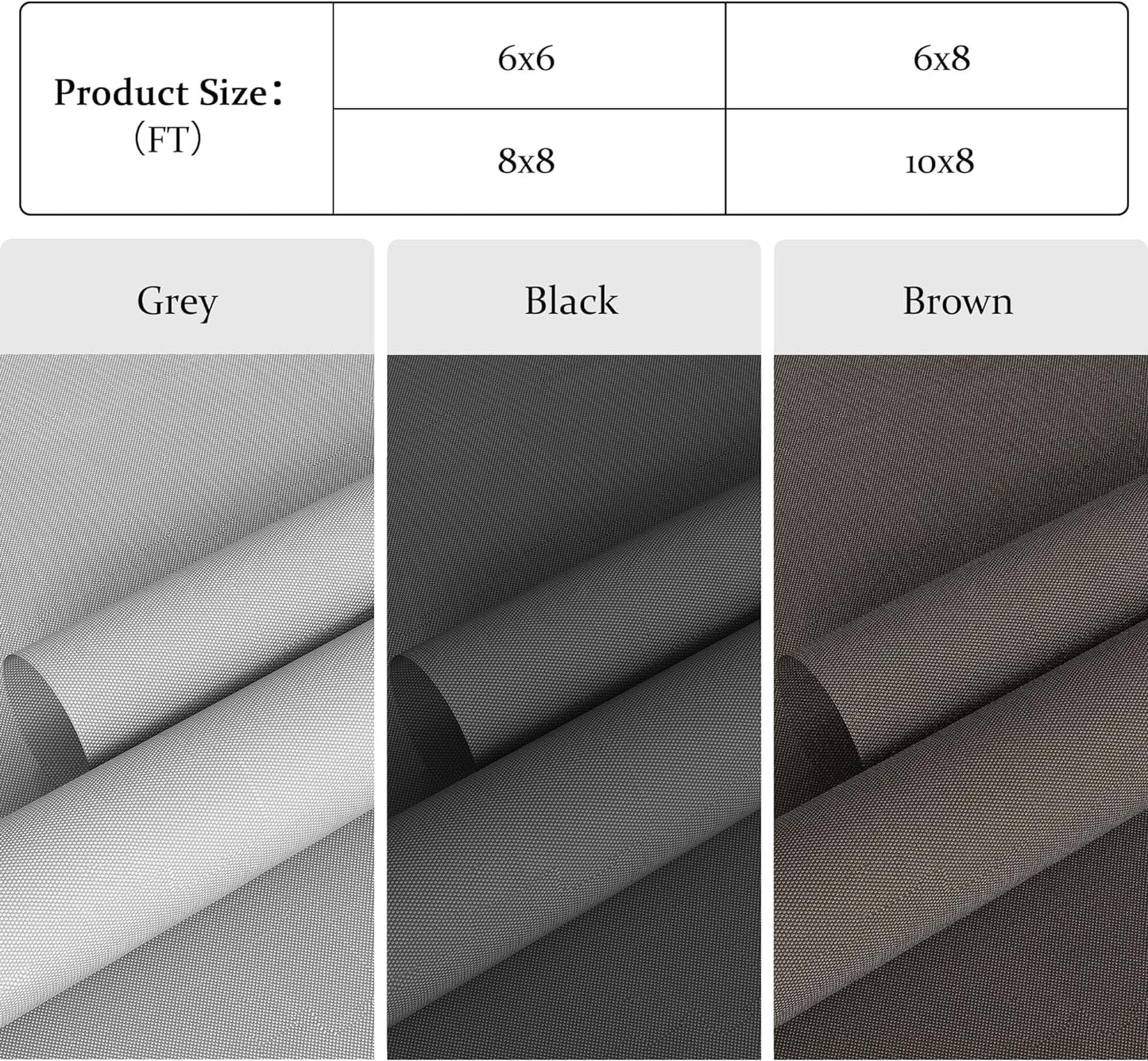 Royalcraft Cordless Outdoor Roller Sun Shade with Pole,6'Wx6'H 420GSM 95% Blockout Waterproof Outdoor Blinds Roll Up for Gazebo Porch, Deck, Pergola,Brown