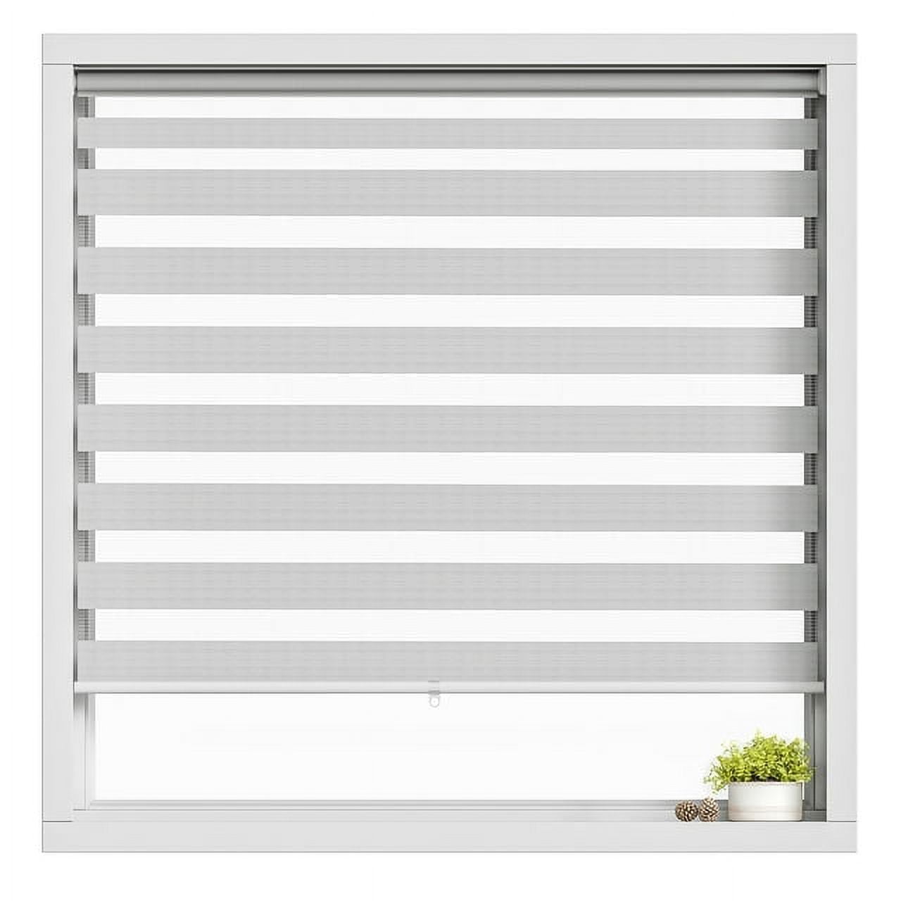 Royalcraft Cordless Zebra Blinds, Horizontal Dual Layer Roller Window Shades, Modern Adjustable Pull Down Shades for Windows Light Filtering Day and Night for Home Office, Easy to Install