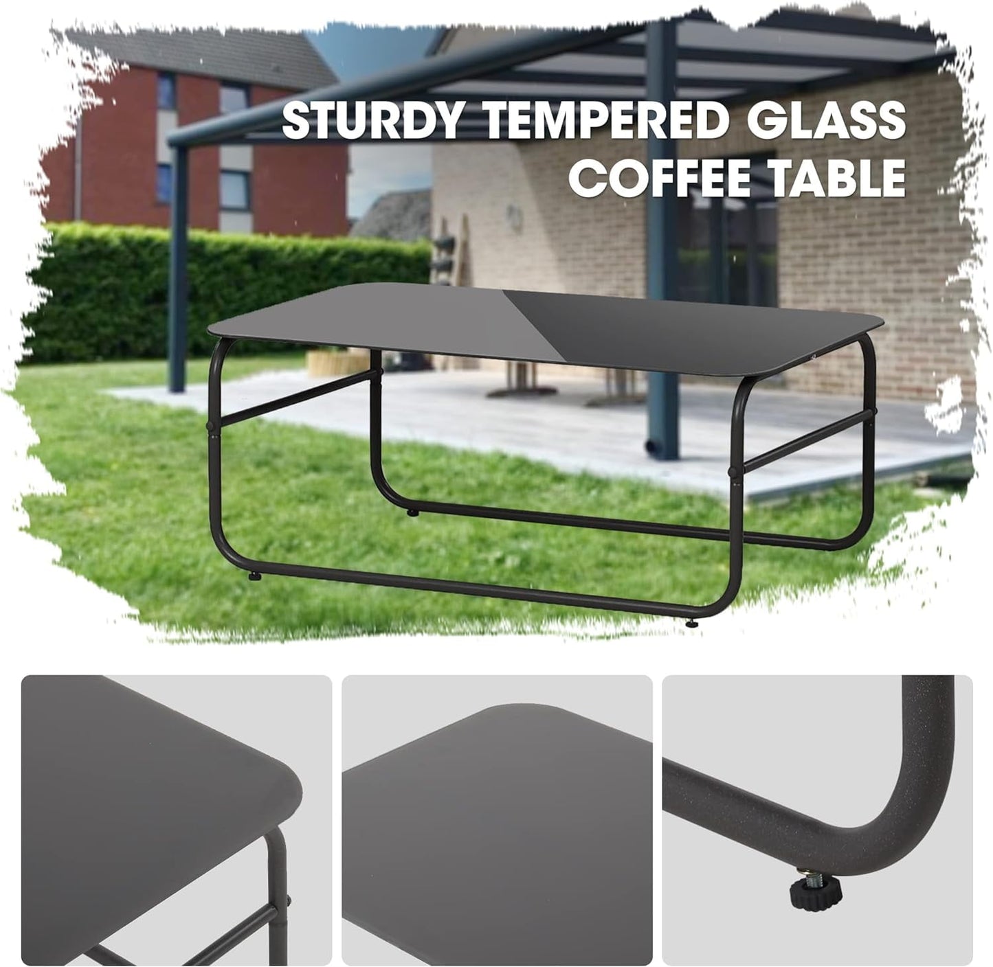 Royalcraft Aluminum Patio Furniture, Outdoor Metal Patio Furniture Conversation Set with Coffee Table, Outside Patio Sofa Sets with Cushion for Balcony Backyard Garden, Beige