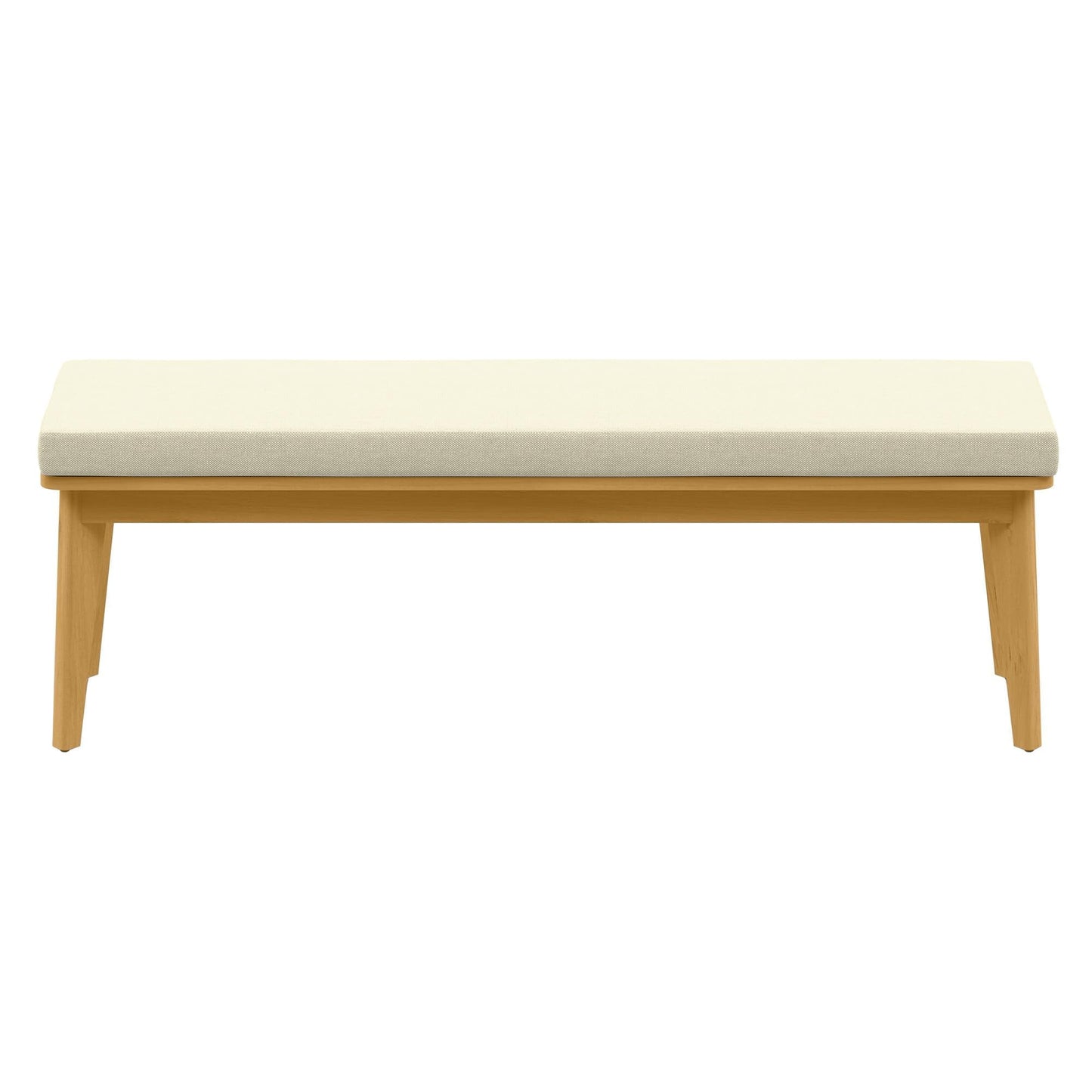 RoyalCraft Acacia Patio Bench, Upholstered Bench with Thick Cushion, Modern Wood Outdoor Dining Bench for Porch, Backyard, Garden, Indoor, Beige