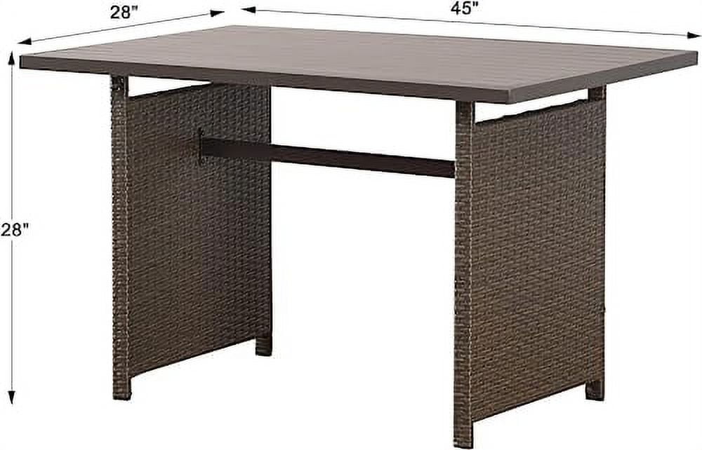 Royalcraft 7-Piece Patio Furniture with Waterproof Outdoor Coffee Table, Lightweight Aluminum Frame, Ergonomic Design, All-Weather Wicker Rattan, Non-Slip Cushions, Brown Wicker and Beige Cushion