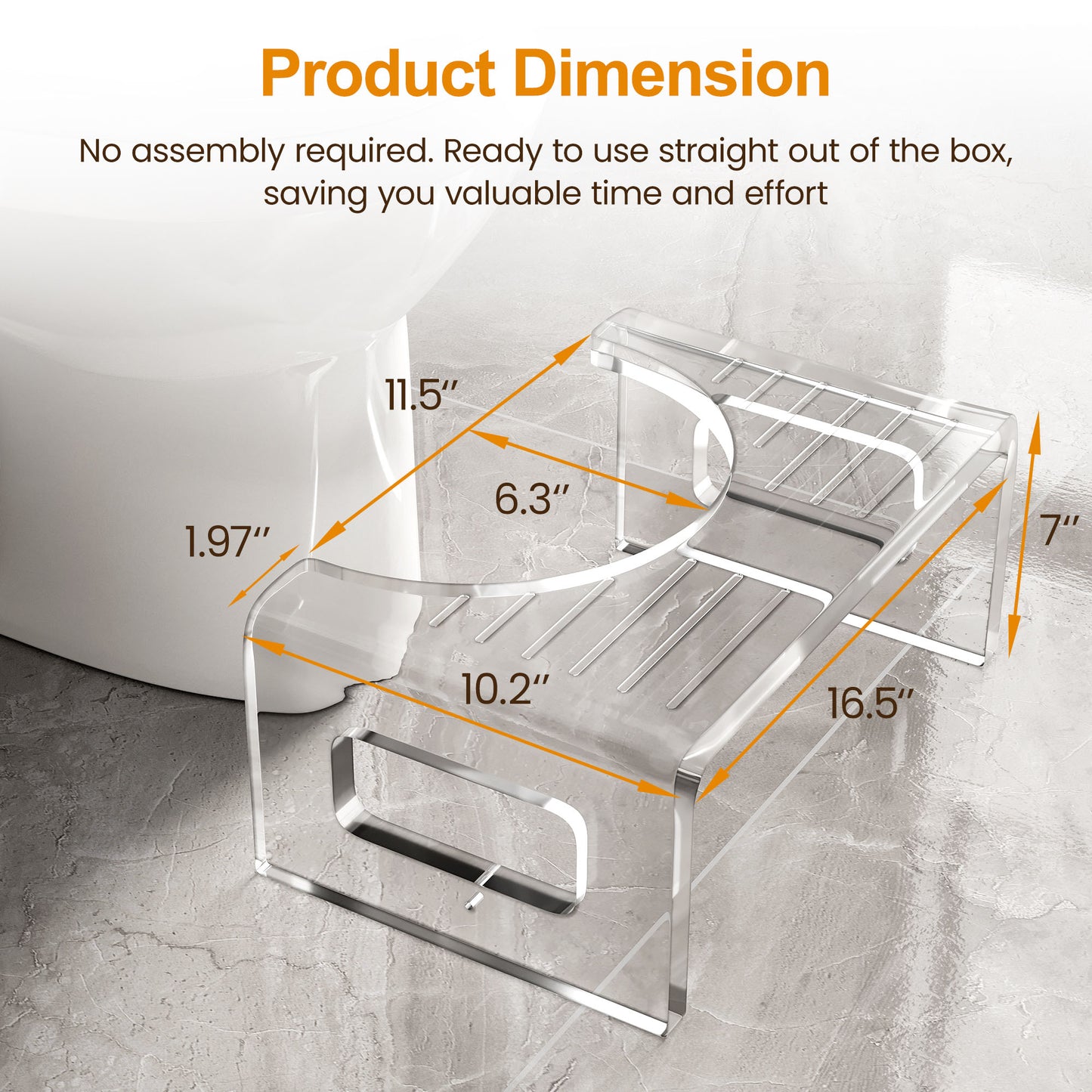 Royalcraft 7'' Tall Acrylic Toilet Stool, Modern Non-Slip Potty Stool for Children & Adults, Men & Women, Squatting Toilet Stool for Bathroom, Toilet Step Stool Foot Rest Stool