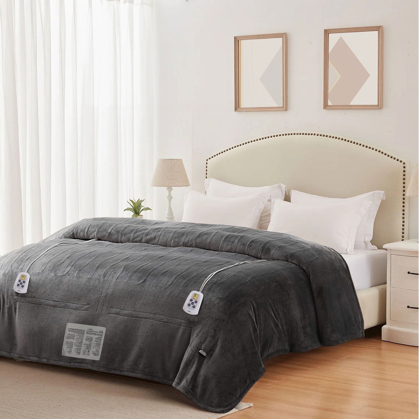 Royalcraft Electric Blanket King Size with Dual Control, 10 Heating Levels& 12 hours Auto-off, Overheat Protection, White
