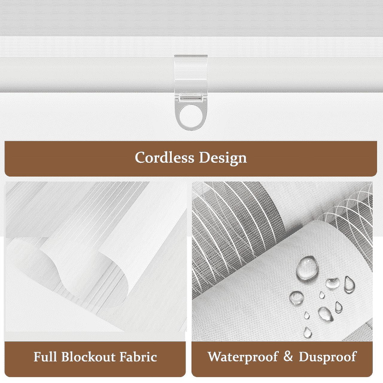 Royalcraft Cordless Zebra Blinds, Horizontal Dual Layer Roller Window Shades, Modern Adjustable Pull Down Shades for Windows Light Filtering Day and Night for Home Office, Easy to Install