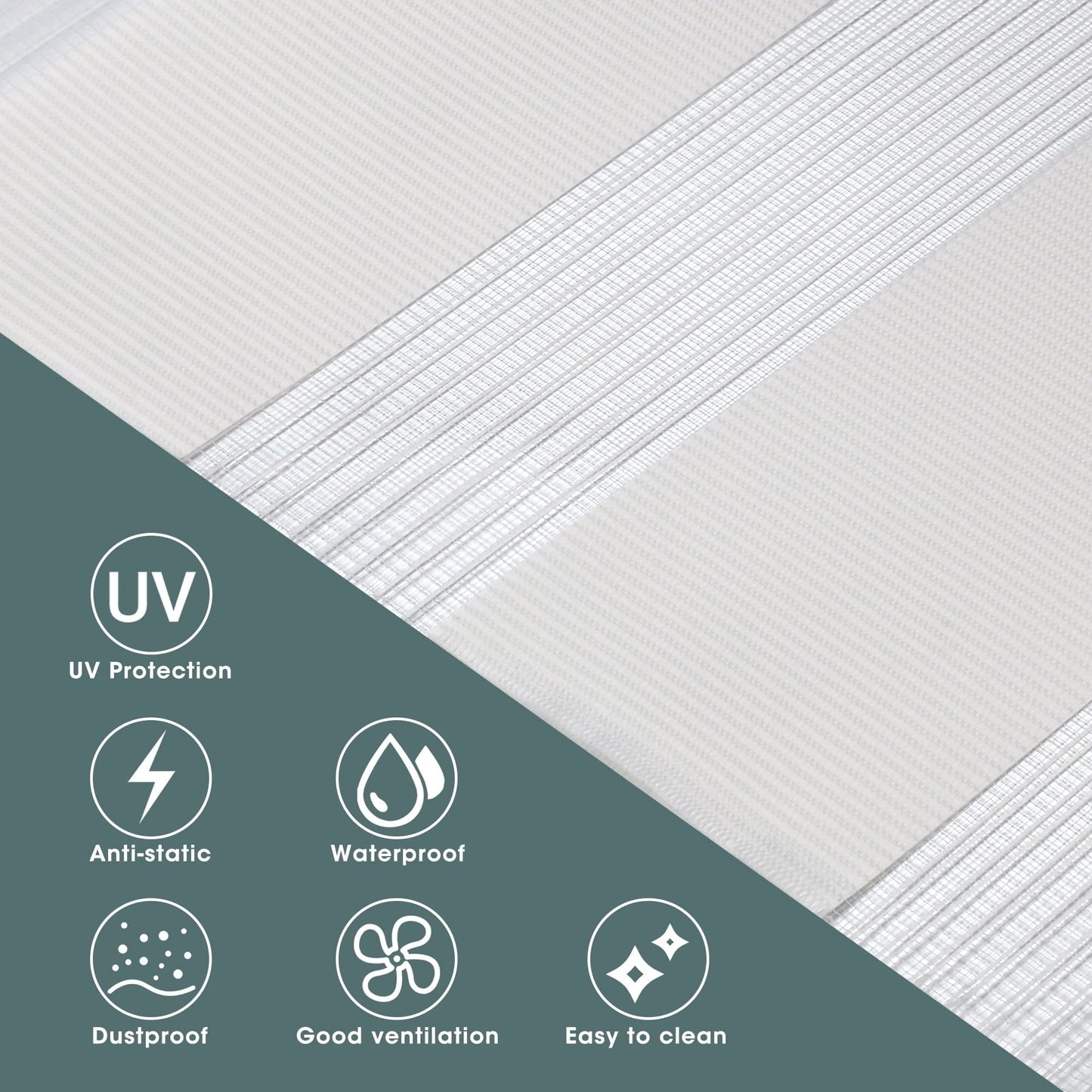 Royalcraft Cordless Zebra Blinds for Windows,36" W x 72" H White Dual Layer Zebra Roller Shades Blinds for Windows, Sheer or Privacy Light Control, Day and Night Window Shades for Living Rome, Office