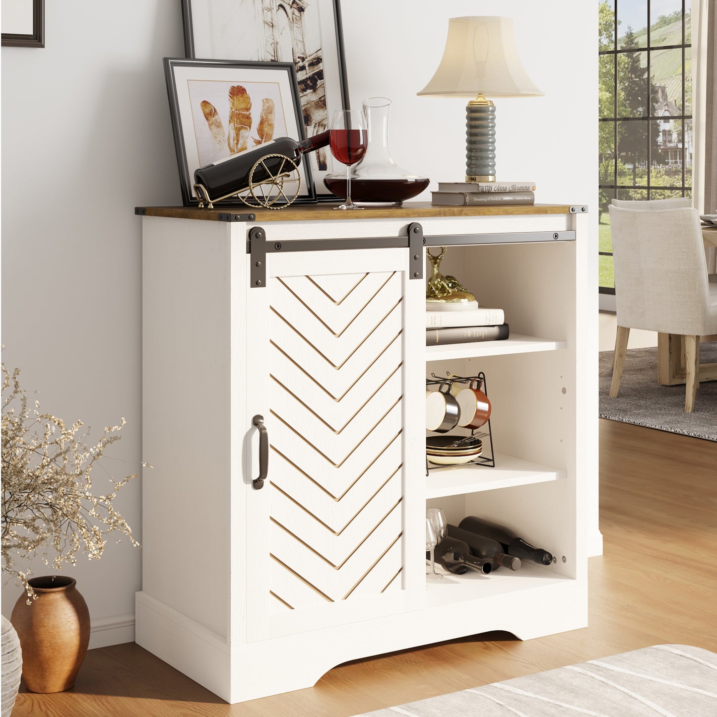 Royalcraft Farmhouse Coffee Bar Cabinet with Storage