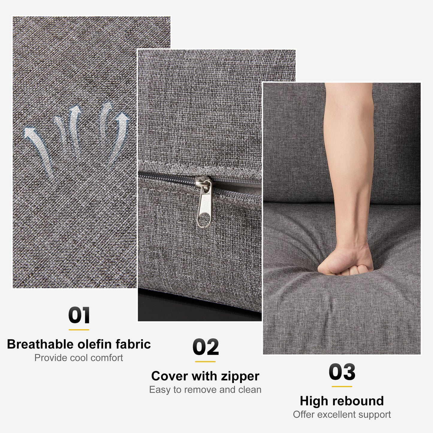 5 Pieces Aluminum Patio Furniture Set, Outdoor Sectional Sofa Conversation Sets with Coffee Table, Modular Armless Chairs Set for Pool Garden Balcony Porch, Grey