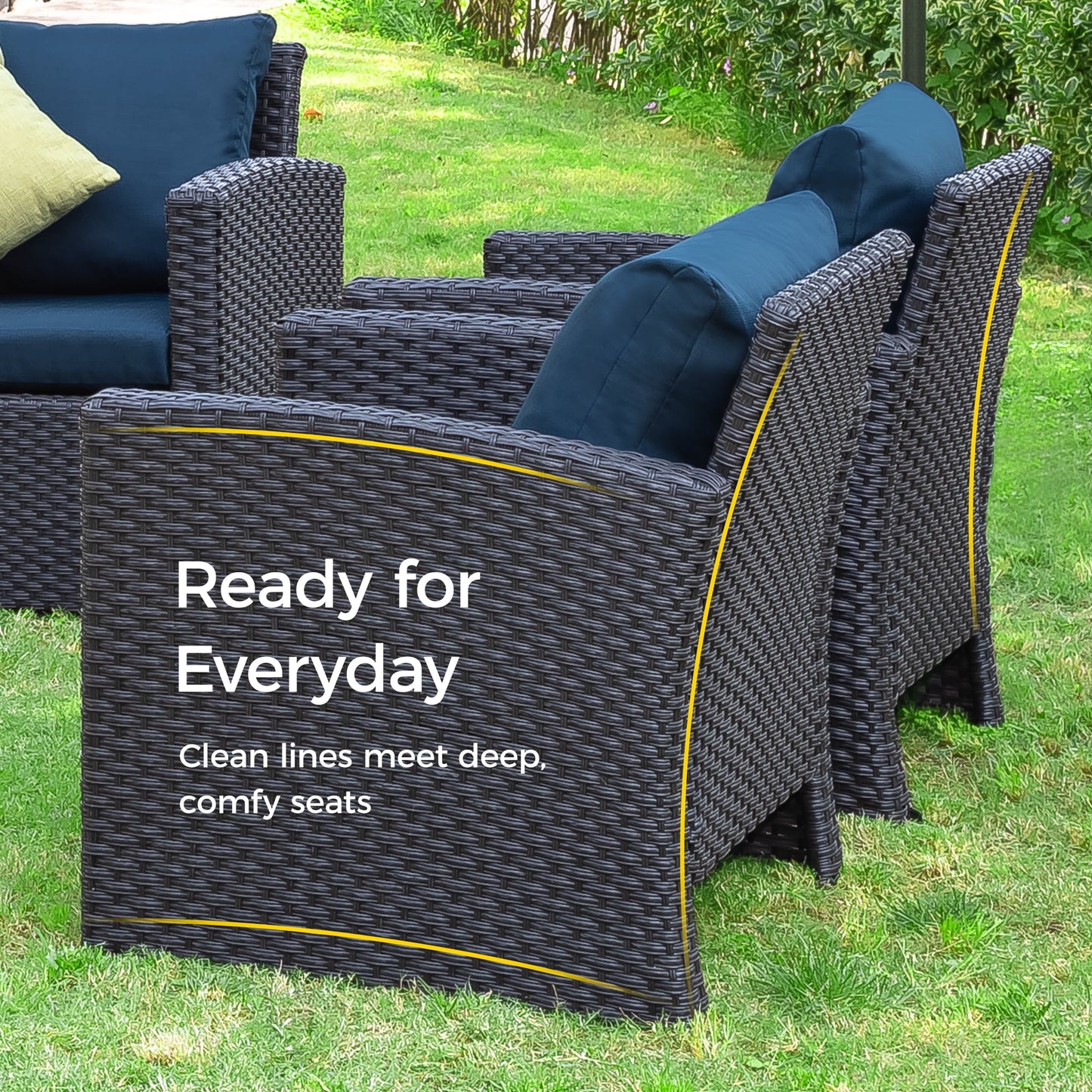 Royalcraft 6 Pieces Patio Furniture Set, All Weather PE Wicker Rattan Outdoor Sectional Sofa with Storage Box and Cushion, Outdoor Furniture for Lawn Backyard Poolside Porch