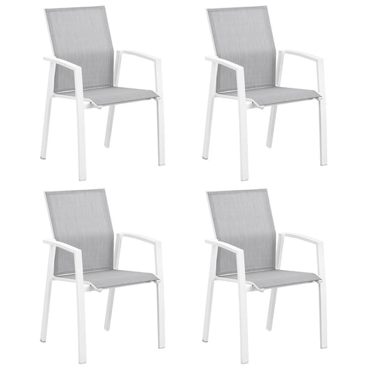 Aluminum Patio Chairs Set of 4, Fully Assembled Outdoor Dining Chairs with 360 lbs Weight Capacity, Stackable Outdoor Patio Furniture for Backyard, Garden