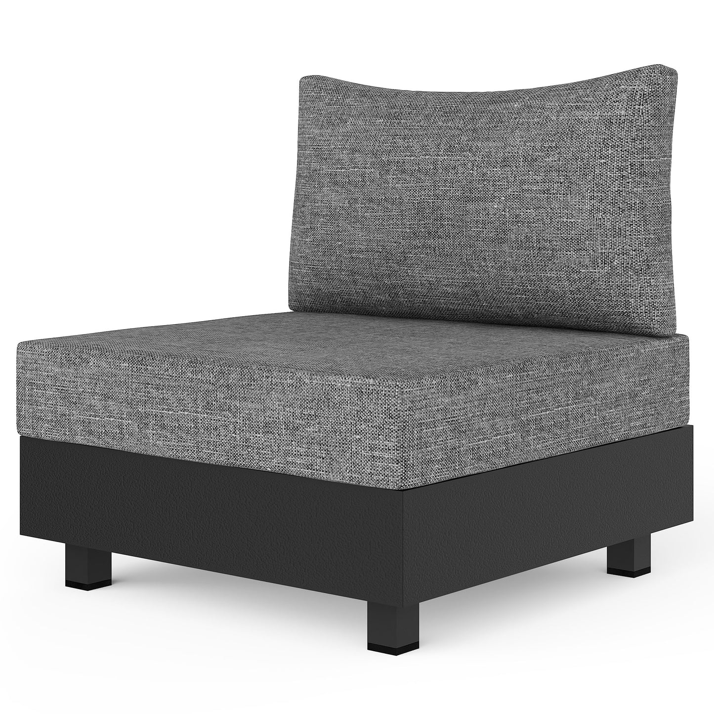 5 Pieces Aluminum Patio Furniture Set, Outdoor Sectional Sofa Conversation Sets with Coffee Table, Modular Armless Chairs Set for Pool Garden Balcony Porch, Grey