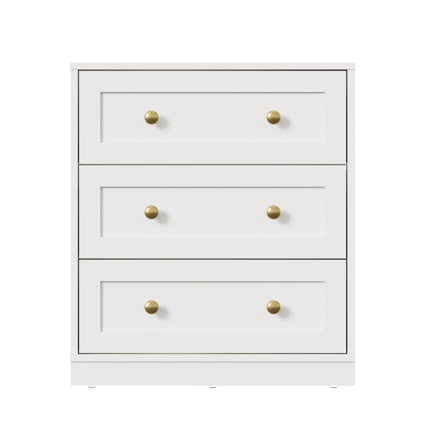 Royalcraft 3 Drawer Nightstand, Large Bedside Table with Golden Round Knobs, Modern Wood End Table, Accent Side Table Chest of Drawers for Bedroom, Living Room, Hallway, Closet