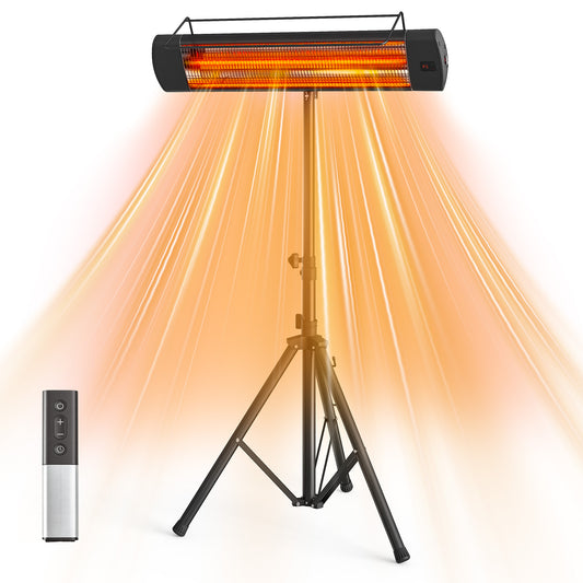 Outdoor 1500W Patio Heater, Electric Outdoor Heater with 24H Timer, IP65 Waterproof, Wall Mounted/Ceiling/Tripod Infrared Heater Outdoor, Electric Infrared Heater for Garage, Backyard, Porch