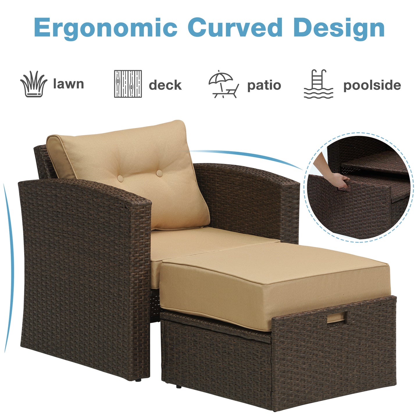 Royalcraft Outdoor Patio Furniture Set,10 Pieces Outdoor Sectional Wicker Sofa PE Rattan Conversation Sets with Dining Table,Aluminum Frame,Brown