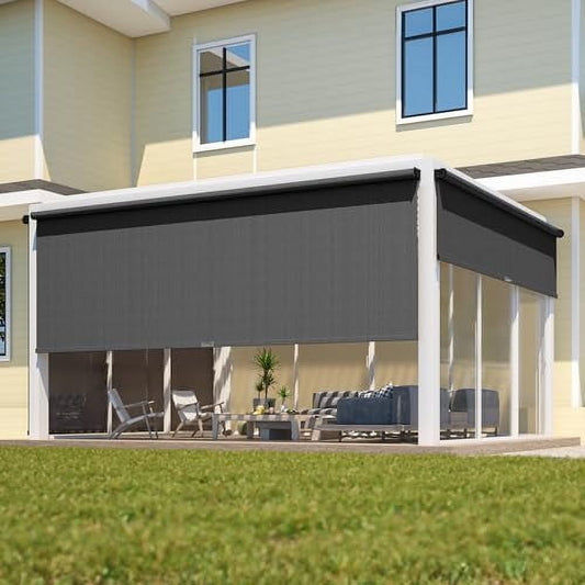 Outdoor Roller Shades for Patio with New Operation Mode, Upgraded Materials 420GSM Patio Shades Roller Up Outdoor with 95% UV Protection, Outdoor Blinds for Patio Proch, Black