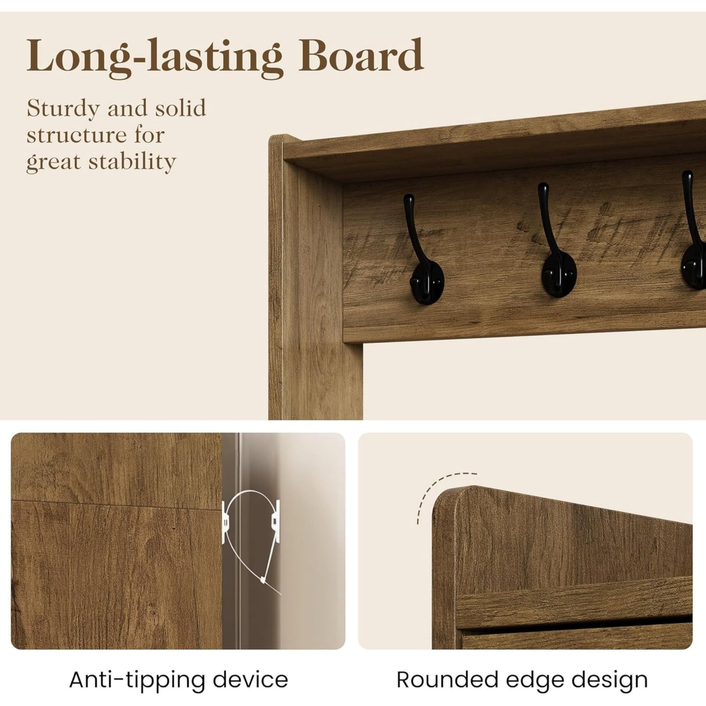 Superjoe Hall Tree with Bench, Entryway Bench with Coat Rack, Shoe Storage, Soft Cushion, Wood Entryway Furniture, White