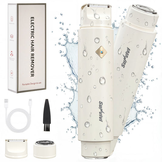 Royalcraft Versatile 2-in-1 Electric Bikini Trimmer for Women: Waterproof Pubic Razor for Face Body Bikini Underarm Leg Arm, White