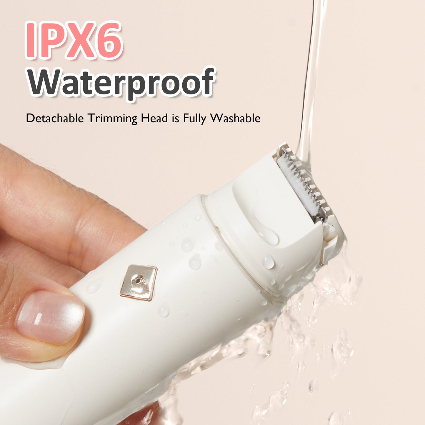 Royalcraft Versatile 2-in-1 Electric Bikini Trimmer for Women: Waterproof Pubic Razor for Face Body Bikini Underarm Leg Arm, White