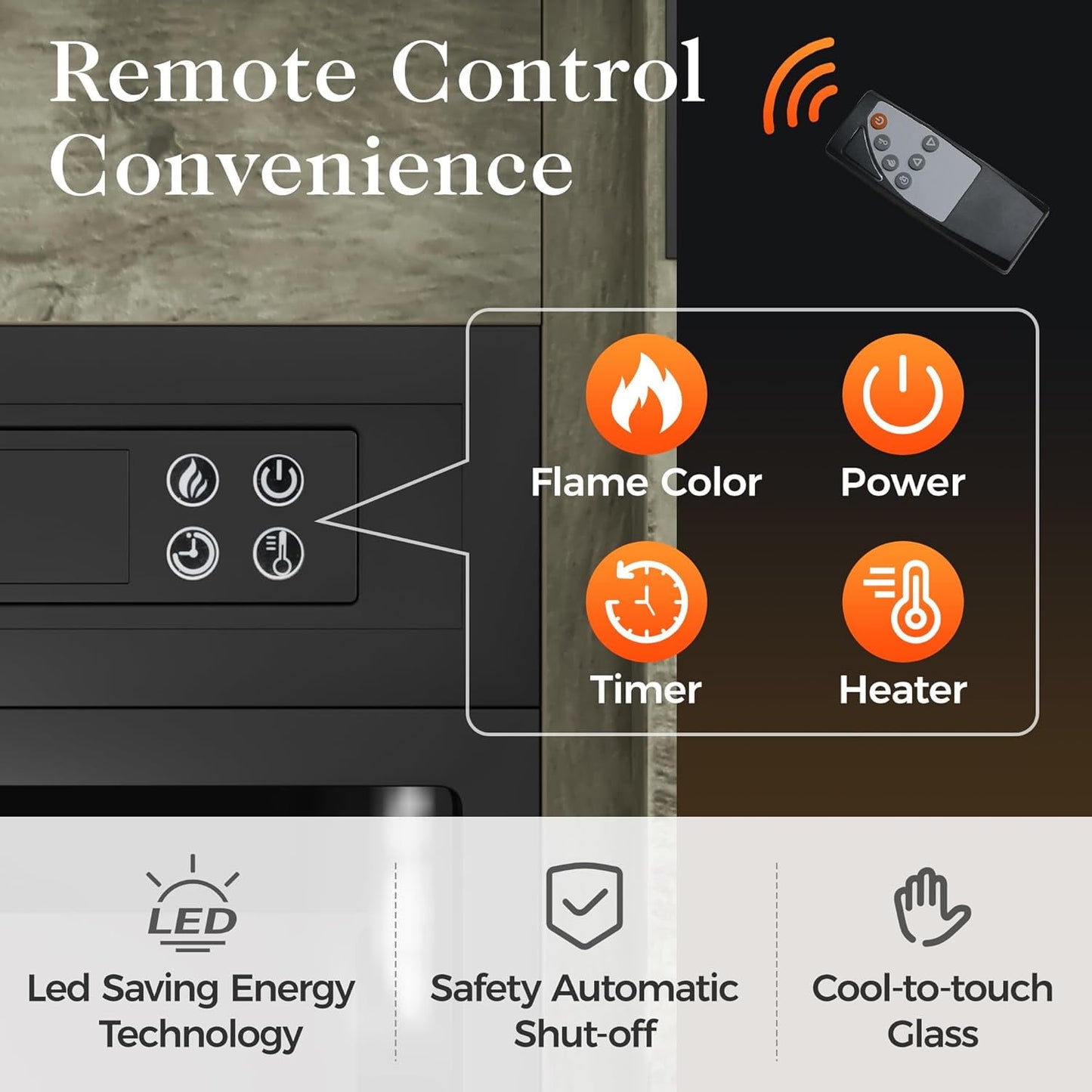Mayincolor Fireplace TV Stand for 65"+ inch TV, Farmhouse Entertainment Center with 23" Electric Fireplace with Remote, Modern Rustic TV Console Storage Cabinet with Sliding Bar Door , Light Grey