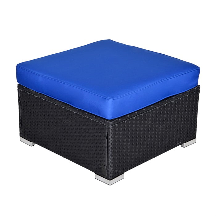 Sunvivi Wicker Patio Loveseat, Create the Patio of Your Dreams With Our Modular Furniture Sets, Black and Blue, PE Wicker